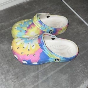 Rainbow pastel crocs